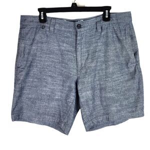 Eddie Bauer Blue Cotton Shorts Chambray Lightweight Flat Front Casual Size 34